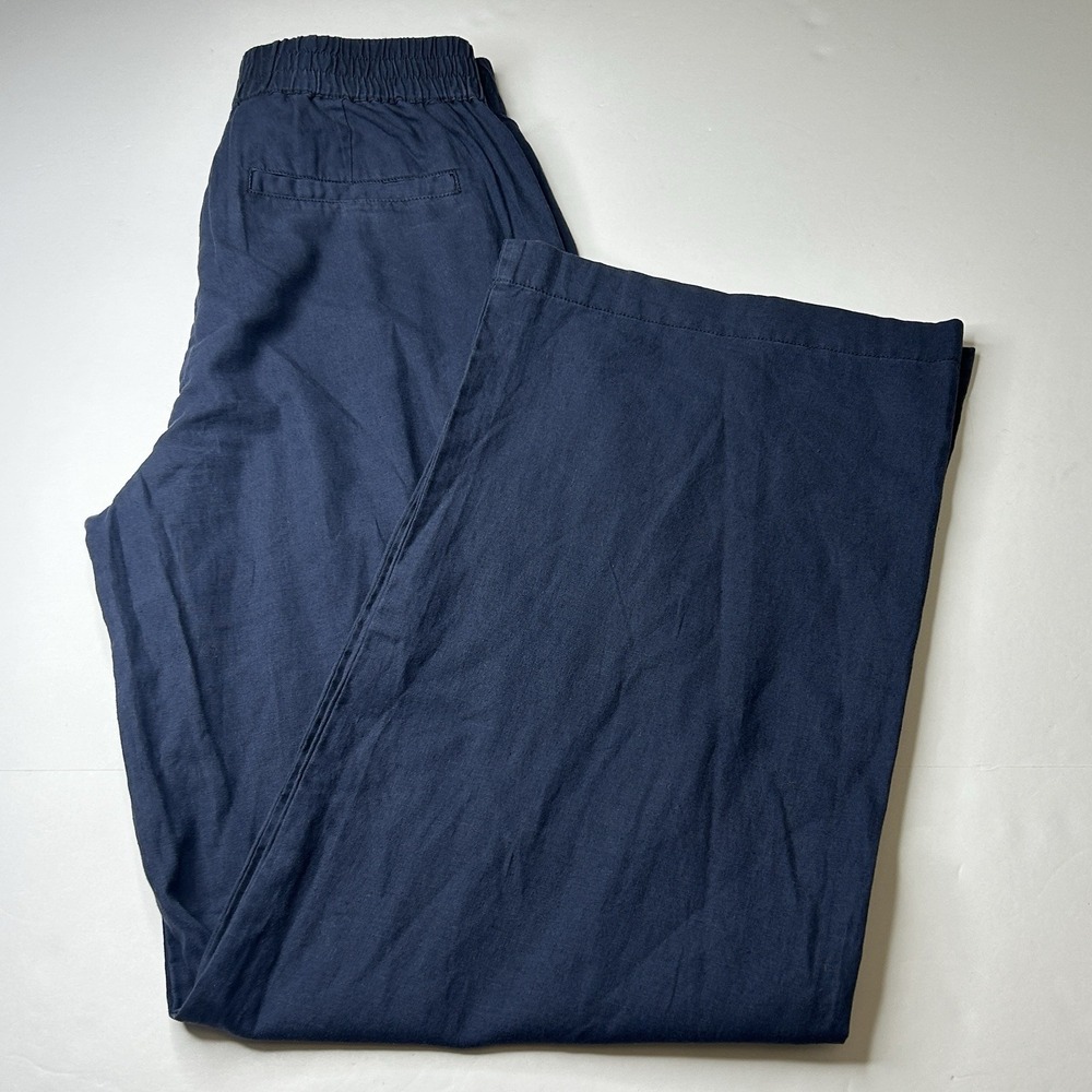 Michael Stars Shae Linen Pants Size XS Nocturnal Navy Blue Wide Leg Evereve